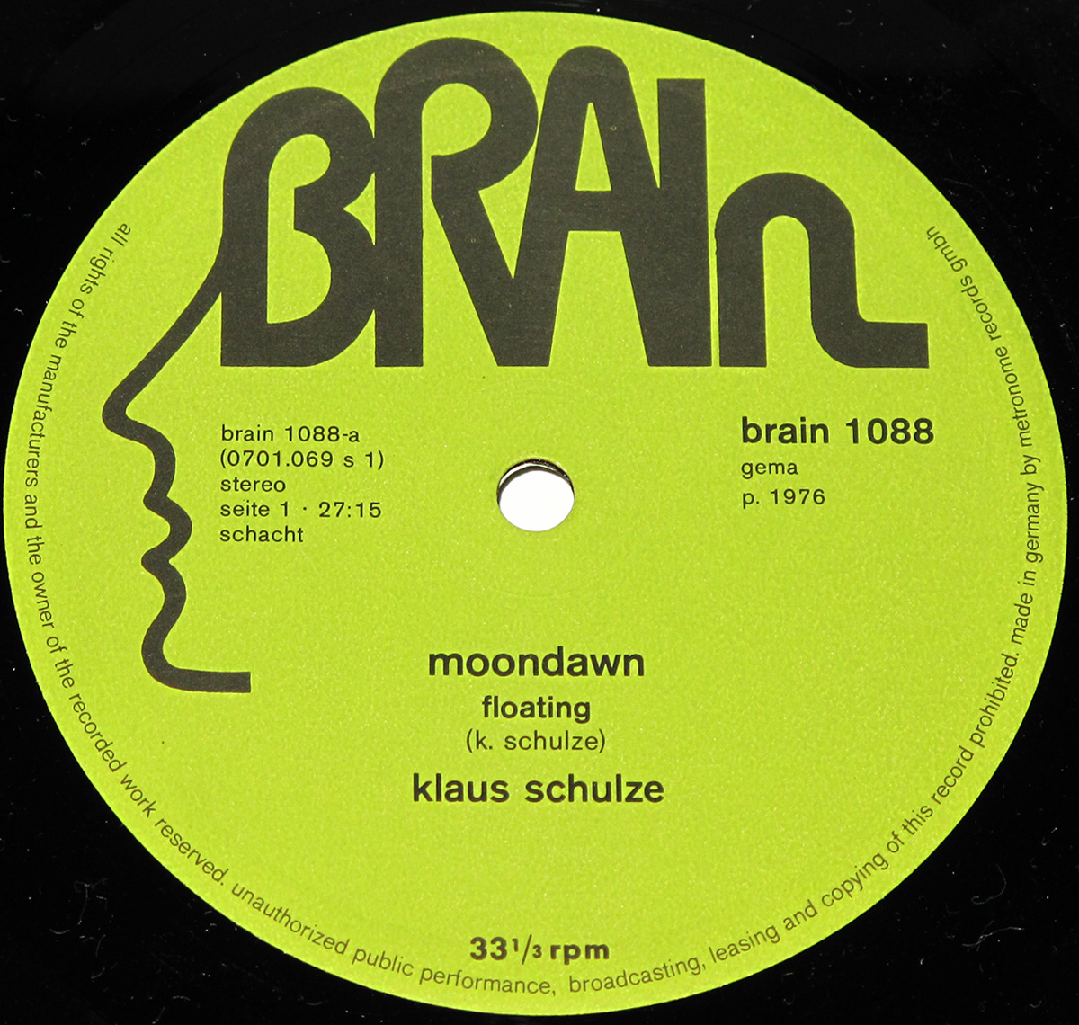 KLAUS SCHULZE MOONDAWN BRAIN GATEFOLD 12" LP
